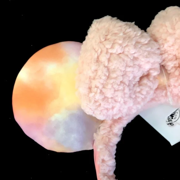 Disney Fuzzy Tie Dye Cozy Sherpa Pastel Colors Minnie Ears Headband - NEW - Picture 2 of 2